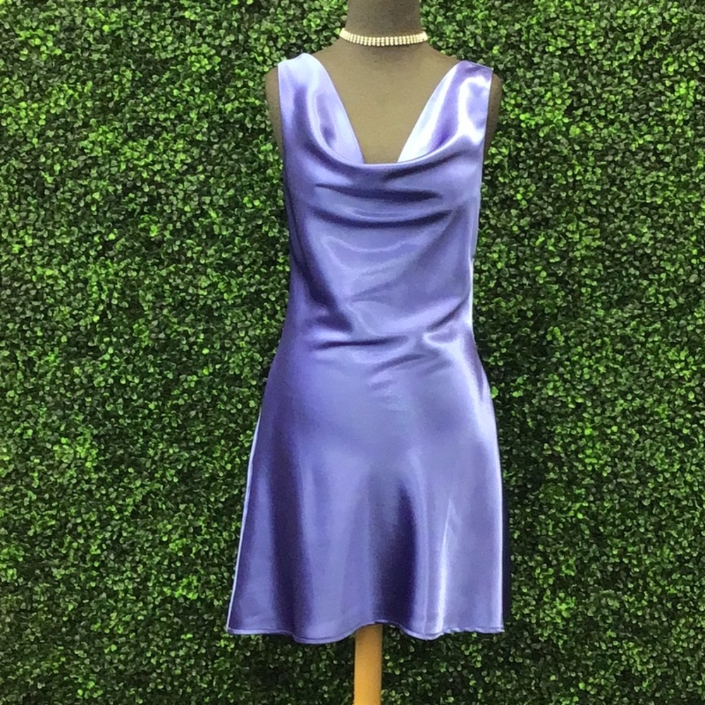 Lavender Satin Shift Dress
